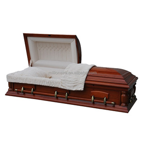 Ataúd Funerario de Madera de Roble con Acabado Mate Color Roble Oscuro y Terciopelo Almendrado, Herrajes de Aleación de Zinc - Precio de Fábrica - Product Image 6