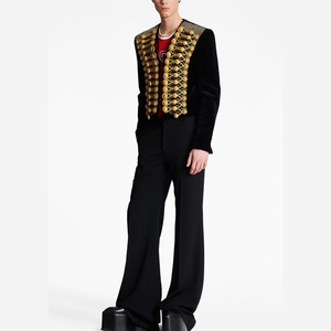 Áo khoác vest nam kiểu Tây thêu nhung cao cấp, may theo yêu cầu, chất liệu dây thừng vàng, thể hiện đạo đức trung thực. - Product Image 3