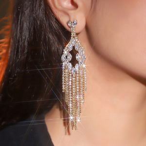 European American Style New Release Exaggerated Full Diamond Geometric Butterfly Zircon Long <b>Stud</b> <b>Earrings</b> Women's Anniversary - Product Image 3