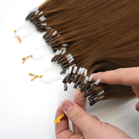 Lanxun Remy Micro Ring Loop Echthaar-Extensions mit Mikroperlen, Einfach Anzubringen und zu Entfernen, Seidig Weiche Micro Ring Haarverlängerungen