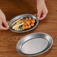 Assiette ovale rétro en acier inoxydable vieilli, plateau de café, plat de barbecue, plat à fondue, plat à snacks doré, plat à poisson vapeur, vente en gros