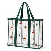 Sac de plage en PVC écologique imperméable et recyclable de haute qualité, imprimé avec des motifs de baies de houx et de pin de Noël, bordure verte personnalisée