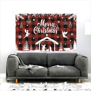100% Polyester Fabric 150*100cm Merry Christmas Background Xmas <strong>Banner</strong> Decorations for House Door - Product Image 4