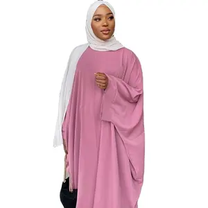 HotSale Green Abaya einfarbiges muslimisches Kleid Dubai muslimische Kleidung Frauen geschlossen Abaya festes muslimisches Kleid Kaftan Robe Frauen Abaya