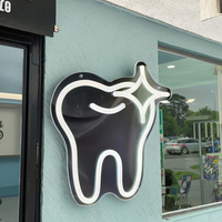 LJ Sign Enseigne néon LED en acrylique, motif dent, sourire, art mural, accessoires de décoration pour éclairage de parc, avec prise pour ballon néon