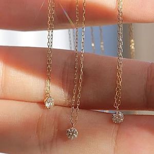 Xinfly Classic 0.15ct Diamond <b>Necklace</b> for Women 6-Claw Setting 18k Gold Fine Jewelry - Product Image 5