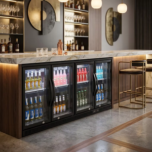 Refrigerador Premium Bajo Mostrador con 3 Puertas de Vidrio, Enfriador de Bebidas Negro para Cafetería, Discoteca, con Luz LED - Product Image 5