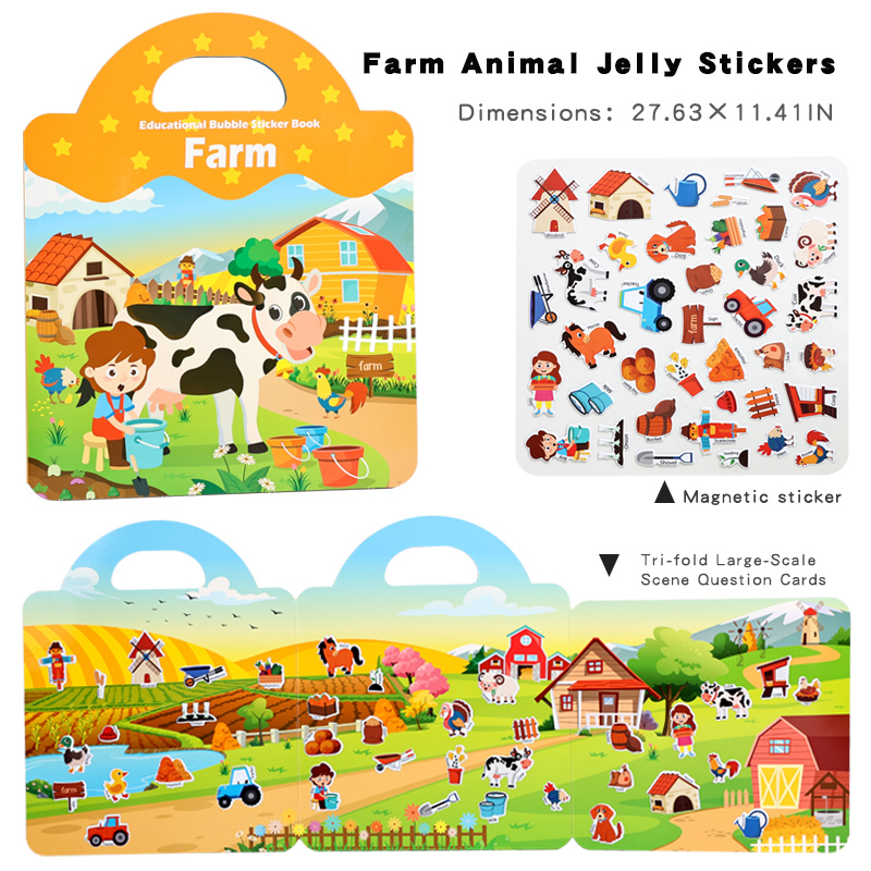 Pegatinas de gelatina de animales de granja