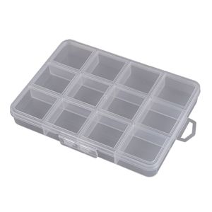 Transparent Plastic Storage Box 12 Compartment Rectangle Jewelry Organizer Tool Case 13.5x9.8x1.8cm PP Material - Product Image 4
