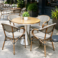 Kursi Rotan Anyaman Luar Ruangan yang Laris untuk Acara, Kursi Makan Restoran Kopi dengan Sandaran Tinggi dan Rangka Aluminium Cor, Agen