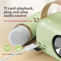 C20plus pour haut-parleur sans fil 5.0 avec microphone intégré, boîtier en plastique, micro karaoké pour enfants, cadeau pour filles, basses profondes