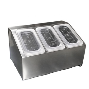 Stainless Steel Condiment <b>Caddy</b> Station with GN Food Pans - Product Image 1