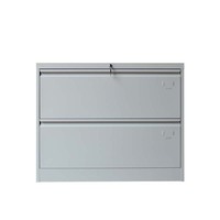 Archivador Metálico Moderno de 2 Niveles con Cajones, Gabinete de Acero para Archivos y Documentos con Cerradura Central