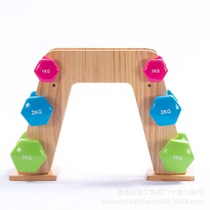 Wooden <b>Dumbbell</b> Rack 3 Tier Multi Layer Storage Organizer For Gym Home Use Durable Natural Wood Color - Product Image 3