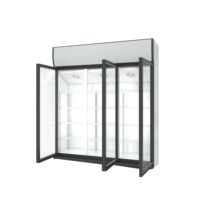 Vente directe d'usine 3 portes vitrées 0~10 ℃   Refroidisseur de boissons avec compresseur monté sur le dessus, équipement de réfrigération