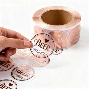 Adesivo impermeabile privato trasparente logo foglio d'oro adesivi di carta stampa personalizzata etichetta stampata a caldo trasparente lamina d'oro adesivo - Product Image 1