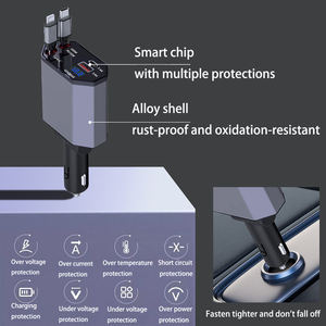 120W nuevo cargador de coche retráctil rápido 4 en 1 PANTALLA Digital LED tipo C cargador PD ajuste de dirección QC3.0 cargador para teléfono - Product Image 6