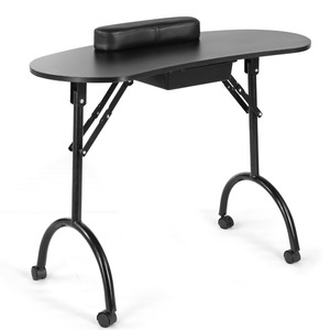Modern Black Nail Salon Art <b>Table</b> Chair Set <b>Iron</b> Frame Glass Top Manicure <b>Tables</b> Furniture <b>Table</b> for Professional Manicure - Product Image 6