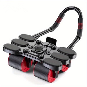 Rouleau abdominal à rebond automatique avec genouillère antidérapante, équipement d'entraînement des muscles abdominaux pour la remise en forme à domicile, noir - Product Image 1