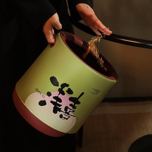 Creative Chinese Style Vintage Trash Can Cylindrical Double Layer Large Capacity Indoor Household Wastebasket With Handle - Product Image 4