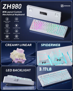 Clavier mécanique Zornher ZH980 White Spider Web avec interrupteurs <span class=keywords><strong>Gateron</strong></span>, rétroéclairage RGB, connectivité tri-mode, personnalisable pour le gaming e-sport - Product Image 2