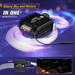 Kits de plafond étoilé 2-en-1 à fibres optiques scintillantes pour voiture, avec contrôle par application, éclairage LED effet météore et fibres optiques pour plafond étoilé - Product Image 1