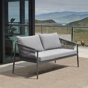Ensemble de meubles de patio modernes 4 pièces, ensemble de canapés <span class=keywords><strong>en</strong></span> aluminium et corde pour jardin, balcon, terrasse, adapté aux espaces extérieurs - Product Image 3