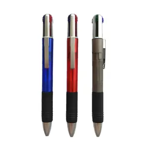 plastic transparent frosty colorful ballpoint pen 4 in 1 multi color multicolor pen 4 colors ink refill pen