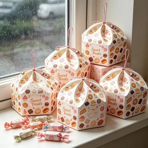 Boîte à dessert ronde empilable en papier kraft avec fenêtre pour gâteau de mariage, biscuits, pâtisseries sucrées et beignets - Product Image 5