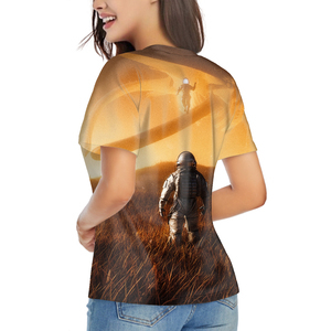Camiseta de manga corta con cuello en V ajustada para mujer con imagen personalizada, algodón transpirable con decoración de rayas, tallas XS S XXS XXL, ropa de calle para verano - Product Image 4