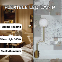 Lampe murale flexible en aluminium pour tête de lit - Lumière murale de lecture LED moderne à intensité variable, lumière blanche chaude 3000K, garantie 3 ans pour l'intérieur