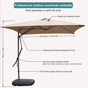 Precio bajo Sombrilla al aire libre <span class=keywords><strong>Patio</strong></span> Paraguas Jardín Hotel Led Luz solar Gran comercial Restaurante Piscina Sombrilla Llave Paraguas - Product Image 2