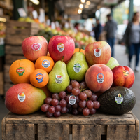 Étiquettes de fruits personnalisées en gros avec logo, rouleaux d'autocollants BOPP de qualité alimentaire, autocollants de marque bio haut de gamme, impression OEM ODM