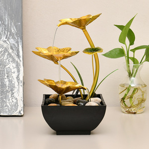 Humidificateur de bureau Golden Lotus Water Feature, bassin noir, électrique, décoration intérieure, cadeau - Product Image 1