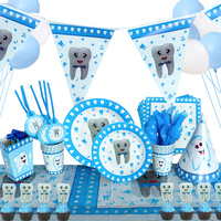 Ensemble de vaisselle de fête à motif de dents Bluth Fournitures d'anniversaire Ensemble de vaisselle jetable Baby Shower