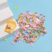 1 BAG de mélange personnalisé de confettis et tranches pour slime, artisanat DIY, résine, pop-corn, bonbons roses, biscuits, argile polymère et décoration d'ongles