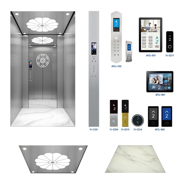 FUJICL Home Elevator Traction 400kg 5 Persons 0.4m/s 5 Stops CE Certified Quiet Residential Lift Indoor House Use Villa Hotel