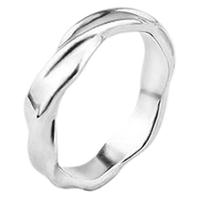 Bague élégante et fine en acier titane plaqué argent brillant, motif vague torsadée irrégulière, idéale pour mariage et banquet – Tendance et populaire