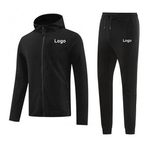 Sudadera con capucha y logotipo personalizado para hombre, conjunto deportivo, chaqueta con cremallera completa de secado rápido, uniforme con capucha para gimnasio, chándal. - Product Image 3