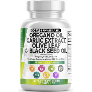 Complément alimentaire pour soutenir le système immunitaire OEM/ODM avec huile d'origan, extrait d'ail, feuille d'olivier, huile de nigelle, baies d'églantier, vitamine D3 et zinc - Product Image 1
