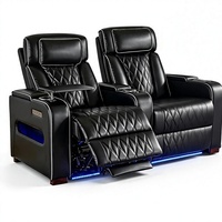 GUEAPY Fauteuil inclinable électrique 3 places en similicuir pour home cinéma, avec cadre métallique, mousse à mémoire de forme et appuie-tête et dossier réglables