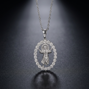 KIVORA'S 925 Silver Iced Out VVS Moissanite Jesus Pendant Rhodium Plated Oval Charm Necklace GRA Certificate Custom Jewelry - Product Image 2