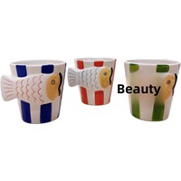 Tasse à café en céramique 3D en relief fait main, motif poisson, style américain, cadeau d'anniversaire, compatible lave-vaisselle et micro-ondes, emballage bulle