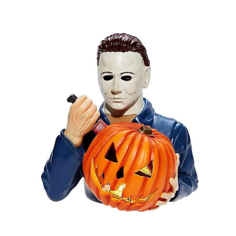 Resina Michael Myers decorazione di Halloween <span class=keywords><strong>Sam</strong></span> LED zucca Horror Movie Garden Decor