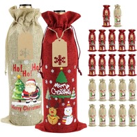Sac cadeau de Noël en toile de jute avec cordon de serrage pour vin rouge et champagne, vente en gros, nouveau design transfrontalier