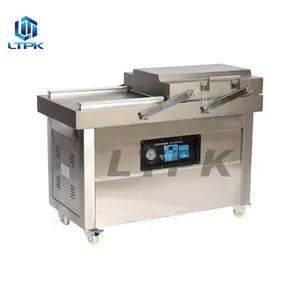 Máquina empacadora al vacío de frijol sándwich de carne de salchicha de maíz dulce de doble cámara Industrial LTPK/2SB para almacenamiento de alimentos