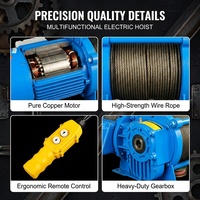 Nouveau treuil électrique 220 V en promotion avec capacité de charge de 600 kg et câble métallique de 30 m/60 m pour usines de fabrication et ateliers de réparation de machines