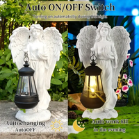 Statua di angelo in resina con lanterna e colomba con ghirlanda floreale dipinta a mano figurine Decorative per esterni da giardino
