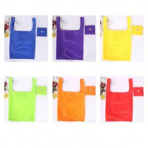 Sac de courses pliable en polyester écologique grande capacité, couleur unie, personnalisable, pour la vente en gros - Product Image 6