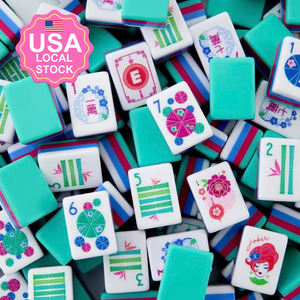 En Stock, Venta al por Mayor, 160 Fichas de Mahjong Acrílicas Azul Lago Seabreeze Grabadas con Láser, con Dados Gratis y Bolsa Portátil - Product Image 1